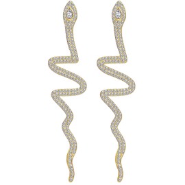 Kakonia Snake Earrings for Women Gold Silver Snake Studs Earrings Vintage CZ Minimalist Dangle Drop Snake Animal Earrings Jewellery for Women and Girls