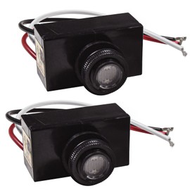 HQRP 2-Pack Photocell Thermal Type Light Sensor Dusk to Dawn Wire-in Switch Photoelectric Control for Outdoor Lighting, Garage Lights, Barn Light, Street Lights, etc.