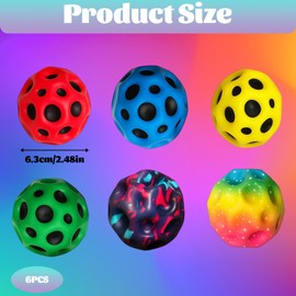 Moon Ball, 6PCS Spaceballs with High Bounce, Foam Balls for Kids Indoor Outdoor Play, Rainbow Ball Set in Camo Purple, Yellow, Red, Green, Blue and Rainbow