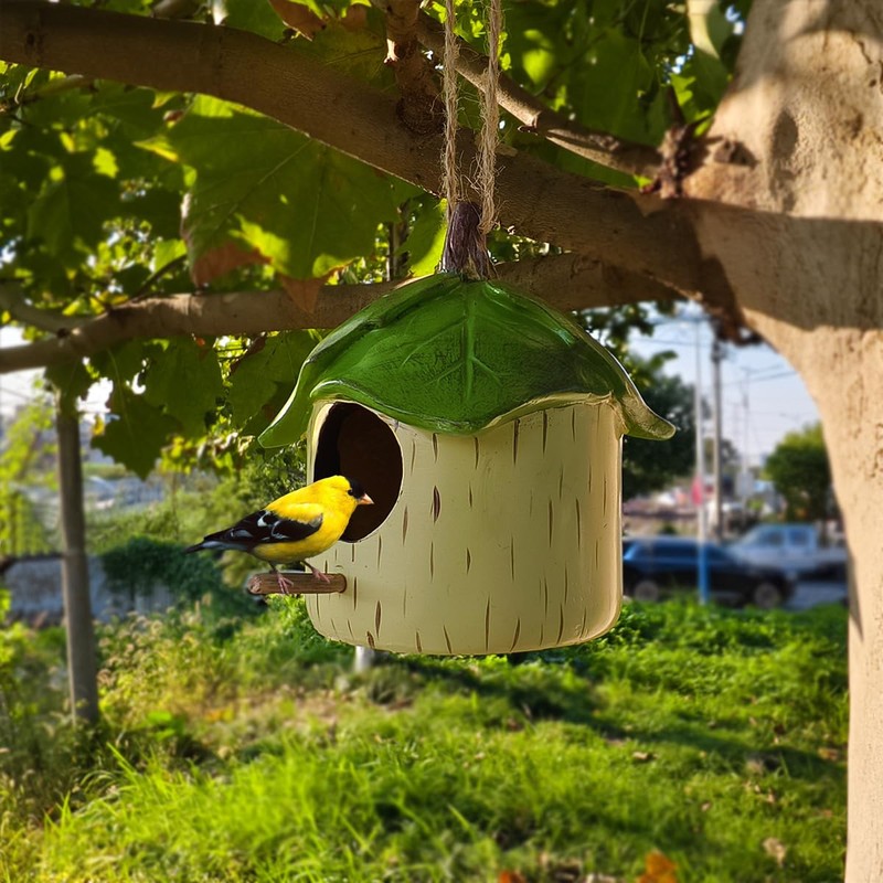 Tree Leaves Bird House Decorations, Resin Handicrafts, Nests，Decorative Hanging Bird
