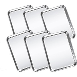 Baking Sheet Pan Set, 6pc Stainless Steel Cookie Sheet Baking Pan Small Baking Sheets for Toaster Oven, Half Sheet Baking Pans Set Rectangle Tray Barbecue Grill Pan