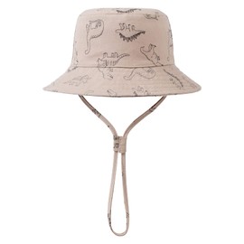 DRESHOW Unisex Baby Toddler’s Children’s Sun Hat Cap Fishing Hat Beach Hat Star Summer Hat UV Protection UPF 50+ - Beige dinosaur