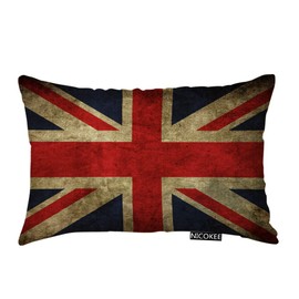 Nicokee Throw Pillow Cover Vintage United Kingdom Union Jack Flag British Flag Decorative Pillow Case Home Decor 20x12 Inches Pillowcase