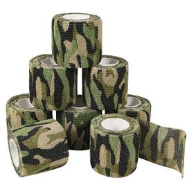QiGui QiGui 8 Rollen Selbsthaftende Cohesive Bandage Camouflage Klebeband Koh?sive Bandage Pflasterverband Fingerpflaster Haftbandage Verband Fixierverband Elastische Binde F1r Jagd Sport im Freien 5cm