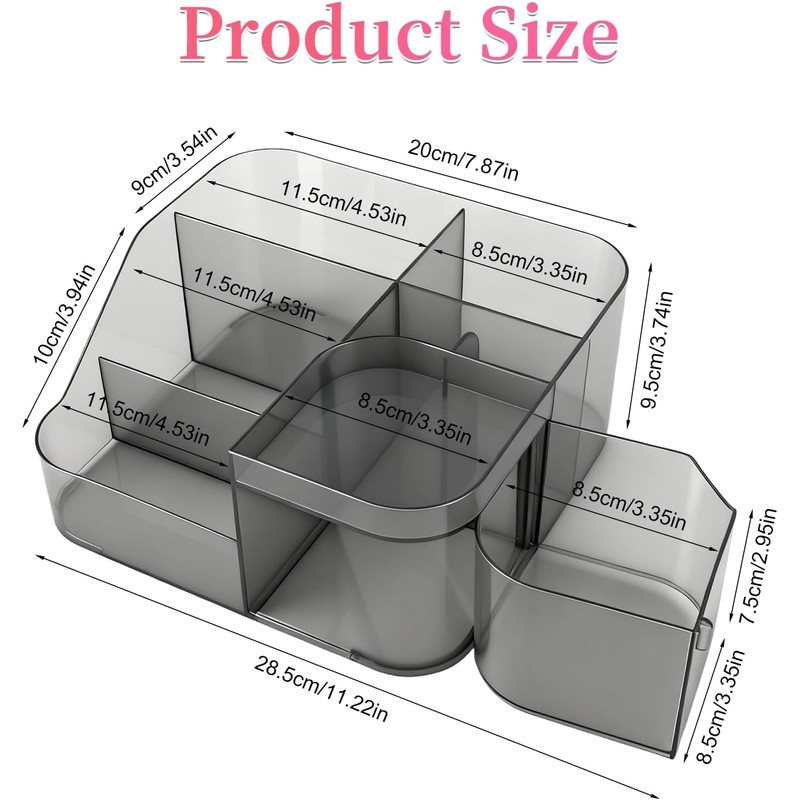 BQAN Clear Acrylic Desk Organizer with Swivel Drawer Drill and