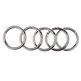 Sharplace Carabiner Key Ring, Pack of 5, Carabiner Hooks, O-Ring, Zinc Alloy Carabiner Clips, Key Ring, Spring Split Rings, Key Rings for Camping, Hiking, Bag Rings, Crafts, 49 mm