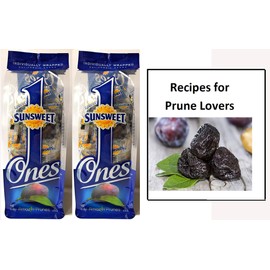 Sunsweet Individually Wrapped Pitted Prunes - 2 Packages (Each Pack is 6 Ounces) and a Prune Recipe Book