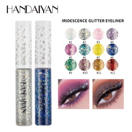 Handaiyan Iridescence Glitter Eyeliner, Liquid Glitter Eyeliner – Longwear Sparkle Liner & Eyeshadow Topper - Quick-Drying, Water-Based Formula – Buildable Shimmer Shades - Color: 06