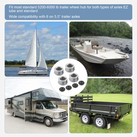 4PCS 2.44" Trailer Hub Bearing Dust Cap with Extra 4 Rubber Plugs, Trailer Axle Wheel Hub and Bearing Dust Caps for Most 5200 to 6000 Pound Axles Dexter Trailer Axle Bearing Dust Cap Cup Grease Cover