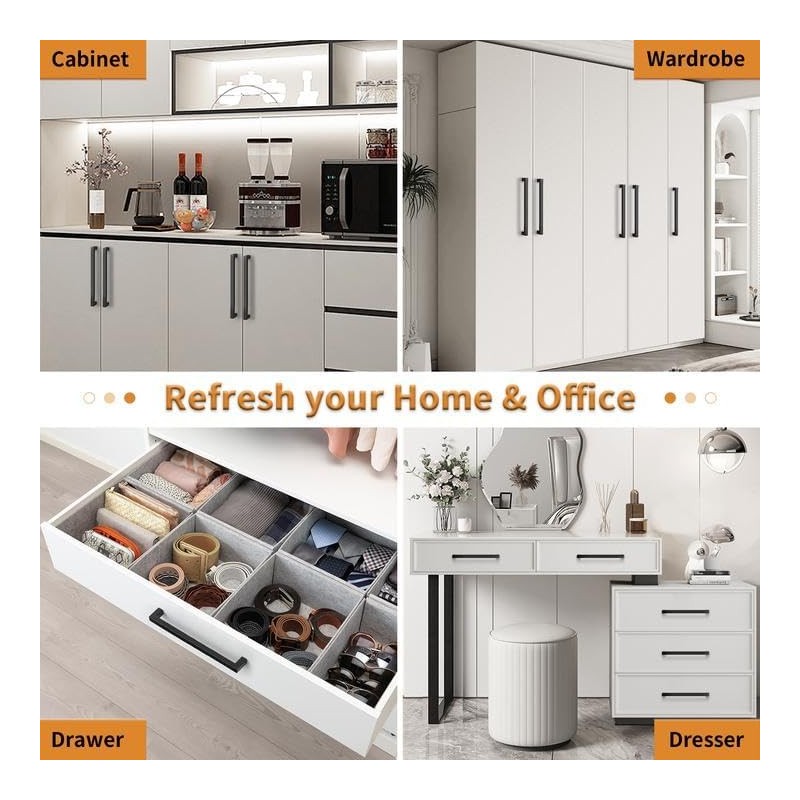 Probrico 10 Pack Matte Black Stainless Steel Modern Square Cabinet