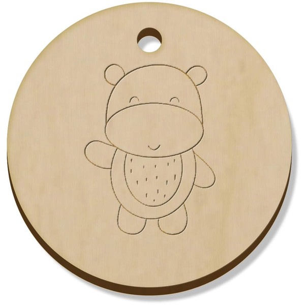 Azeeda 11 x 34mm 'Cute Hippo' Wooden Pendants/Charms (PN00069659)