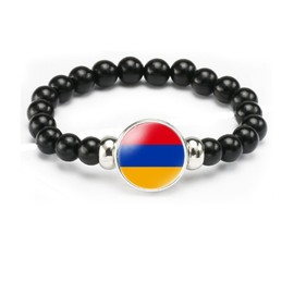 vmcoatdu Armenia Armenian Flag Bracelet Elastic Rope Beaded Bracelet Support Your Country Travel Souvenir Gifts for Men Women (Armenia)