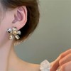 Chunky Flower Two Tone Big Stud Earrings for Women Dainty