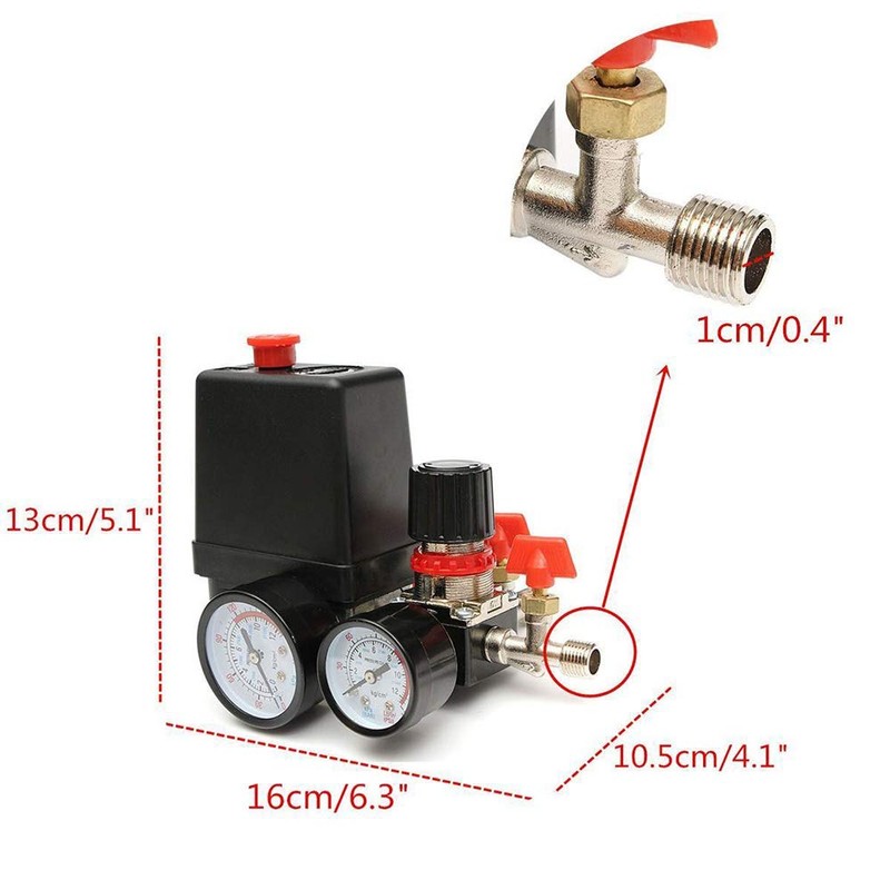 4-Hole 90-120PSI Pressure Switch Compressor Pressure Regulator Air Compressor for
