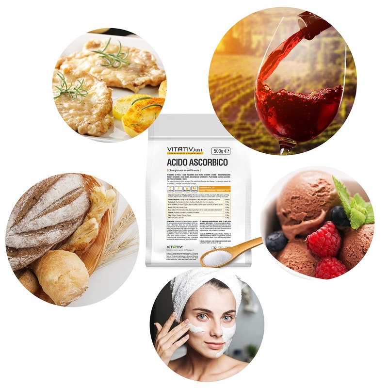 Reine Ascorbinsäure Vitamin C VITATIV JUST 500 Gramm | L-Ascorbinsäure