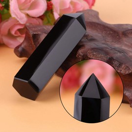 HEEPDD Black Obsidian Crystal Stone, 1 Piece Natural Black Obsidian Healing Crystal Magic Wands Healing Hexagonal Rod Pillar for Chakra Reiki Healing and Energy Work 5-6 cm