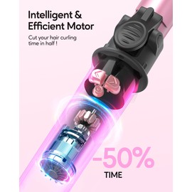 wavytalk Wavytalk 1 Inch Rotating Curling Iron - Get Effortless Waves with Self Rotating Barrel up to 430F with Home Button, Dual Voltage, Rose Gold