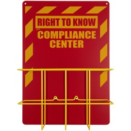 Brady 2010NB 20" Height, 14" Width, 4-1/2" Depth, Polystyrene, Yellow On Red Color Double RTK Compliance Center Without Binder, Legend "Right To Know Compliance Center"