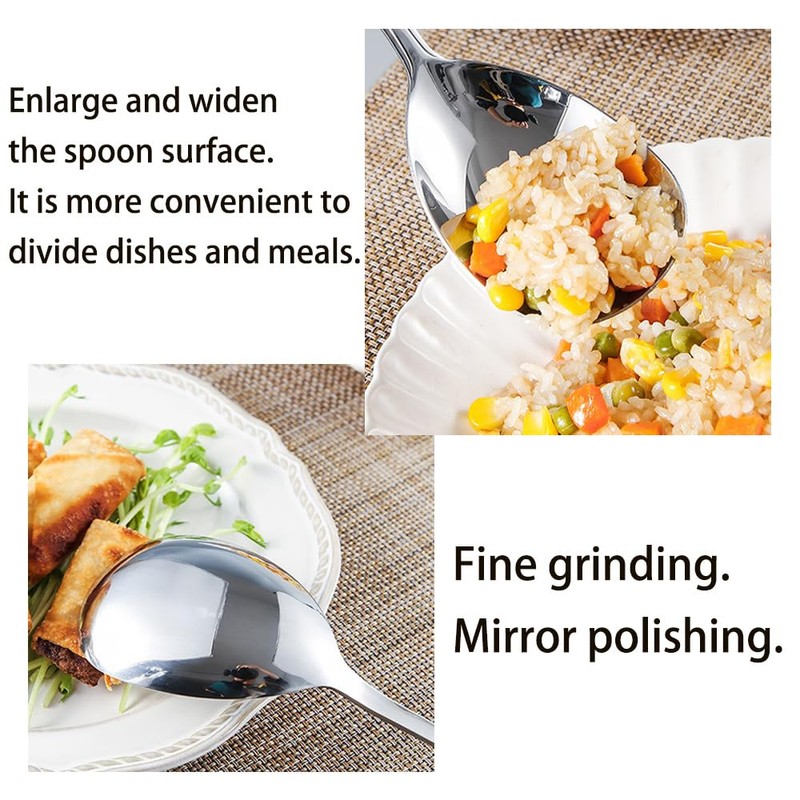 Chenshuo Wide Handle Serving Spoon,304 Stainless Steel Buffet Serving Spoon,Large