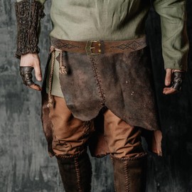 HOEACXY Medieval Knight Leather Belt Mens Viking Embossed Renaissance Costume Accessory, Vintage Leather Belt-brown, adjustable