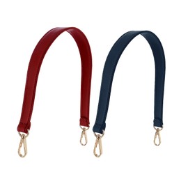 2 Pack Leather Replacement Straps, 19" x 1" Purse Shoulder Strap Short Handle with Metal Clasps, Faux Leather Bag Straps for Crossbody, Tote, DIY Bag Accessories (Wine Red & Blue)