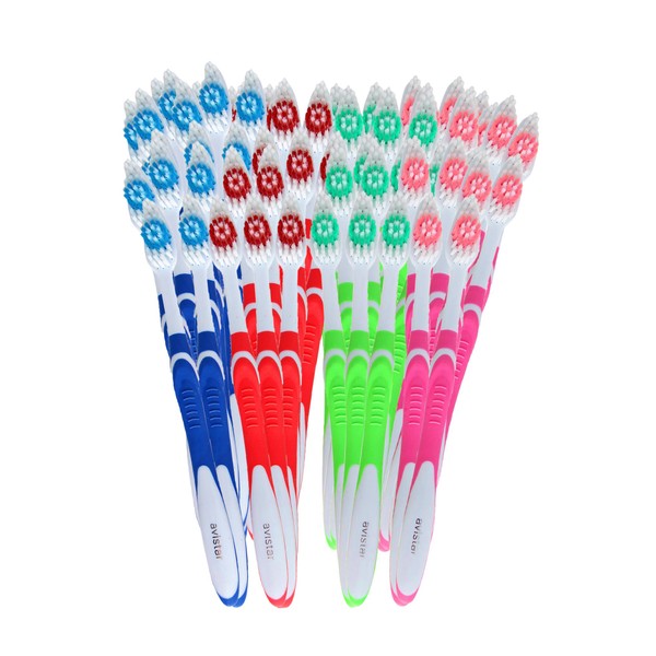 148 Individually Packaged Quality Large Head Medium Bristle Disposable Bulk Toothbrushes - Multi Color Pack - Convenient & Affordable - for Travel, Hotels, Airbnb, Relief Missions, Donations & More