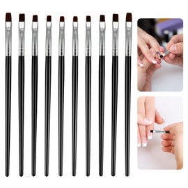 cobee 10 Piece Professional Nail Art Brush Set, Black Nail Design Detail Brush Tool, Acrylic Nail Art Gel, Flat Head Nail Brush Pen with Soft Nylon Bristles for DIY Manicure Design