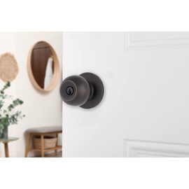 BRINKS Transitional Keyed Entry Door Knob - Tuscan Bronze Exterior Door Lock Set, Seamlessly Blends with Interior Décor, 1 Pack