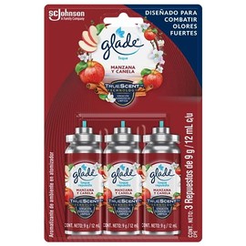 Glade Repuestos para Toque Atomizador, Aromatizante para Hogar, Aroma Manzana y Canela, 3 Repuestos de 9g cu                                          