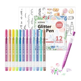 Xipan Jumbo Glitter Gel Pens Set of 12, Shimmer Sparkle Metallic Ink Pens