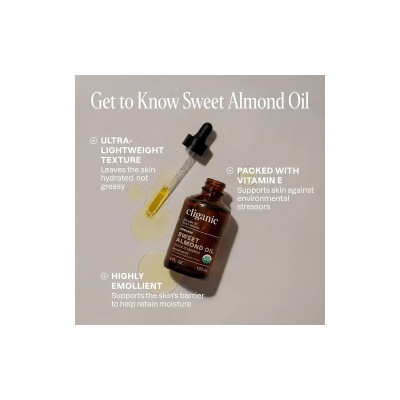Cliganic Aceite Orgánico De Almendras Dulces, 100 Puro 8 Oz