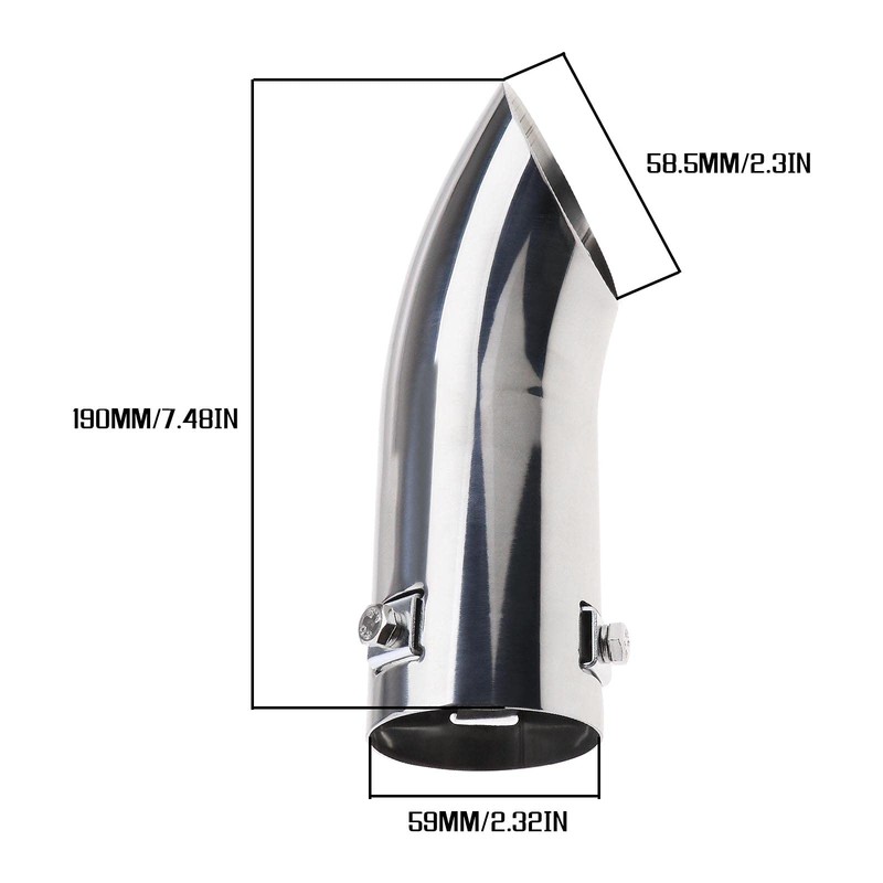 Car exhaust tailpipe, exhaust trims, tailpipes bent downwards, suitable for