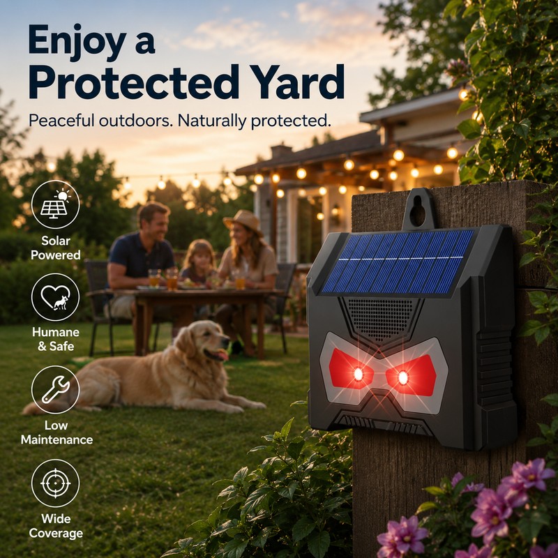 Solar Ultrasonic Animal Repeller for Outdoor Use – Waterproof Deer,