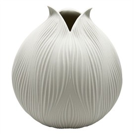 Bergamo Art 9 Inch Tall Modern Ceramic Flower Vase in White