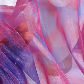 1M Iridescent Gradient Organza Polyester Fabric 1.42M Iridescent Holographic Gauze Fabric for Stage Costume,Purple and Red