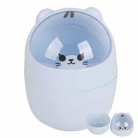 Cute Mini Desktop Rubbish Bin, Cartoon Cat Animal Shape Waste Bin with Swing Lid, Mini Countertop Rubbish Bin, Office Rubbish Bin, Small Rubbish Bin for Home (Blue)