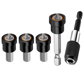 Premium Magnetic Drywall Screw Setter 5PCS, PH2 Bits for Plasterboard Sheetrock Screw 1/4 Inch Hex Shank Positioning Bit Batch Head with 60 mm Extension Socket Drill Bit Holder.