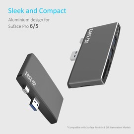 Surface Pro USB 3.0 Mini DP Hub Adapter, mbeat Edge Pro P78 6-in-1 Multifunction USB 3.0 Hub Adapter with Mini Display Port, Surface Pro Extender, features 4K HDMI Output, 2 Port USB 3.0 Hub, SD and Micro SD TF Card Reader, Space Grey Aluminium Design (C