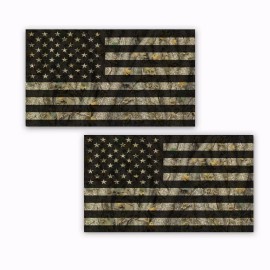 Camo American Flag Hard Hat Stickers Helmet Decals Forest 2 Pack  4" wide