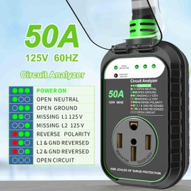 EyGde RV Surge Protector 50 Amp, RV Circuit Analyzer with Waterproof Cover, RV Accessories Power Voltage Protection Guard for Camper Travel Trailers