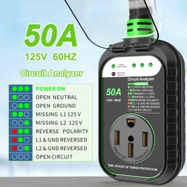 EyGde RV Surge Protector 50 Amp, RV Circuit Analyzer with Waterproof Cover, RV Accessories Power Voltage Protection Guard for Camper Travel Trailers