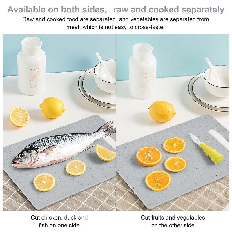 Set of 4 chopping boards with base, double-sided plastic chopping