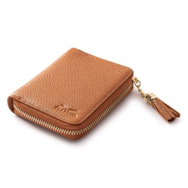Claasico RFID Small Zipper Wallet for Women, Ladies Genuine Leather Bifold with Coin Zipper Pocket w/Anti-Theft Travel Protection