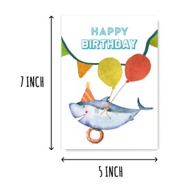 GoGiDesigns Greeting Splash Card - Shark Happy Bday Greeting Card - Shark Birthday Anniversary Card - Humor Card For Kids