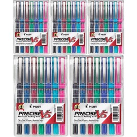 PILOT Precise V5 Stick Liquid Ink Rolling Ball Stick Pens, Extra Fine Point (0.5mm) Assorted Ink Colors, 5 Pack of 7