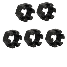 sourcingmap 5pcs M12x1.75mm Carbon Steel Grade 8 Hexagon Slotted Castle Nut Black