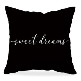 HONLUNG Sweet Dreams Throw Pillow Covers,Bed Decorative Pillows Covers, 18x18 Pillow Cover,Farmhouse Home Decor for Couch Bed Bedroom (black)