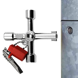 PAVIKE 4-Way Wrench Tool Utility Key Faucet Key Water Faucet Spanner Handle Faucet Spanner Handle Plate Removal Key Shared Faucet Key Square Water Faucet Cross