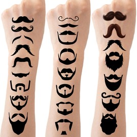 192PCS Moustache Tattoos Temporary Stickers for Kids-Moustache Theme Party Supplies Decorations Black Moustache Whiskers Birthday Baby Shower Goodie Bag Stuffers Favors Prize(24 Sheets)
