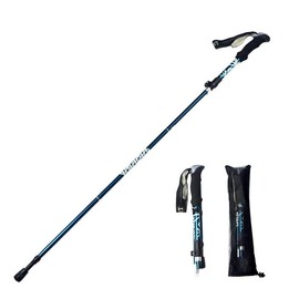 Collapsible Trekking Pole, 33-inch, Adjustable Hiking Staff with Ergonomic Handle (Blue)